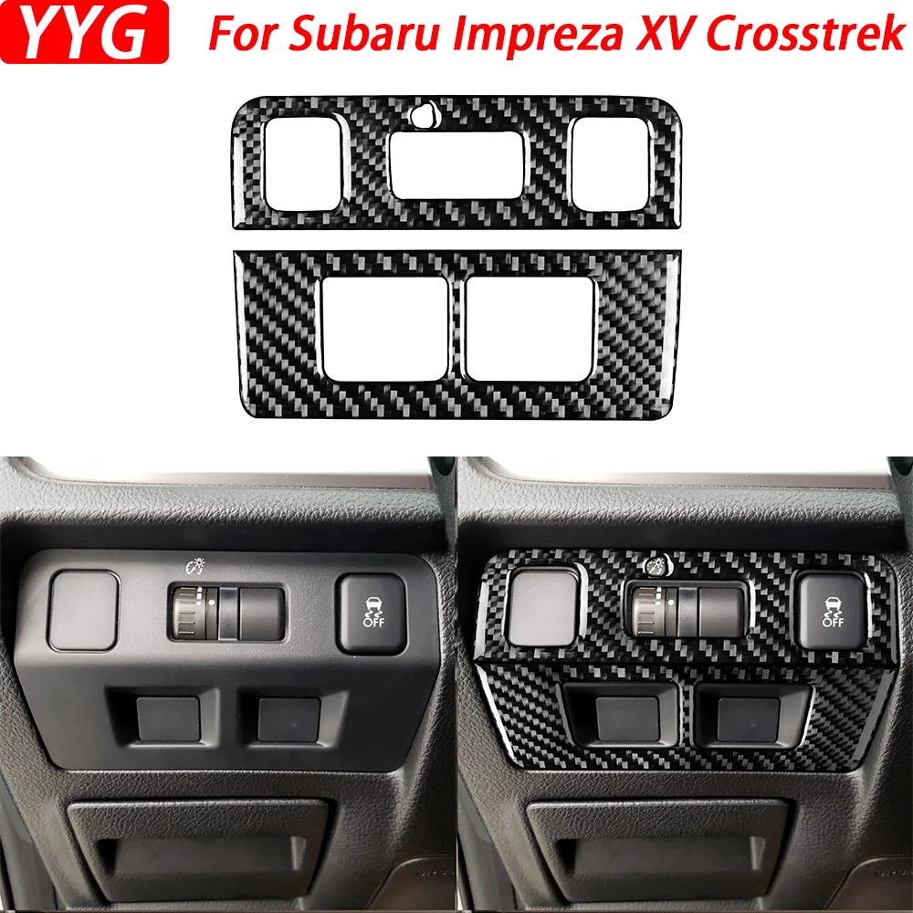 For Subaru Impreza 12-16 XV Crosstrek 2013-17 Carbon Fiber Headlight Switch Control Panel Decorative Cover Sticker Accessories