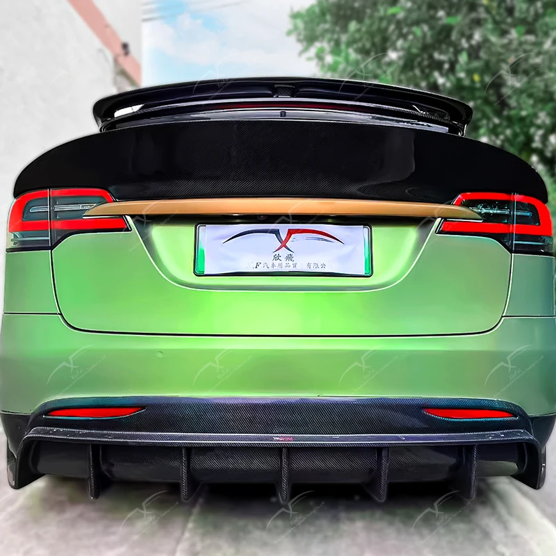 Suitable for all Tesla Model X models, carbon fiber car tail wing fixed wing rear cover spoiler decoration