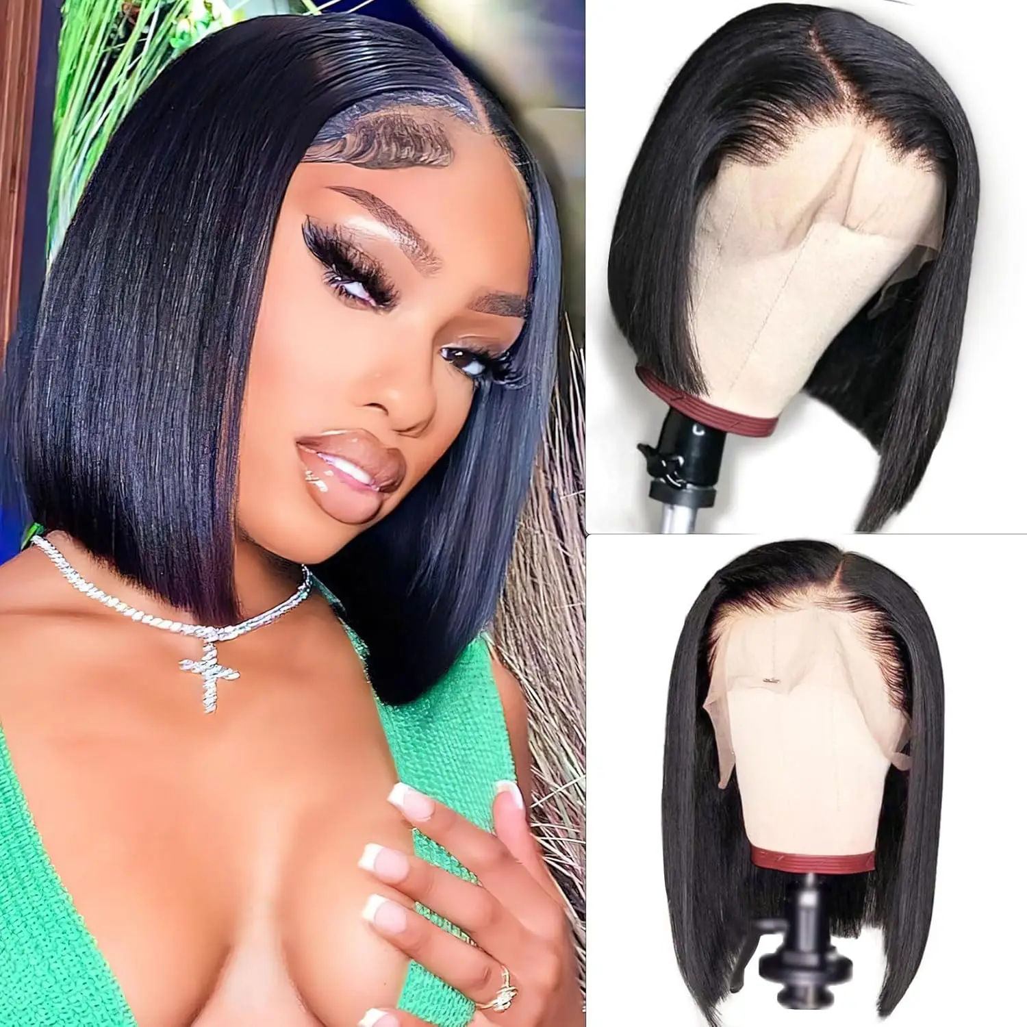 

BOB Lace Front Wig Human Hair Straight 180% Full Density 13x4 HD Transparent Lace Frontal Wigs bob hair lace front wig For Women
