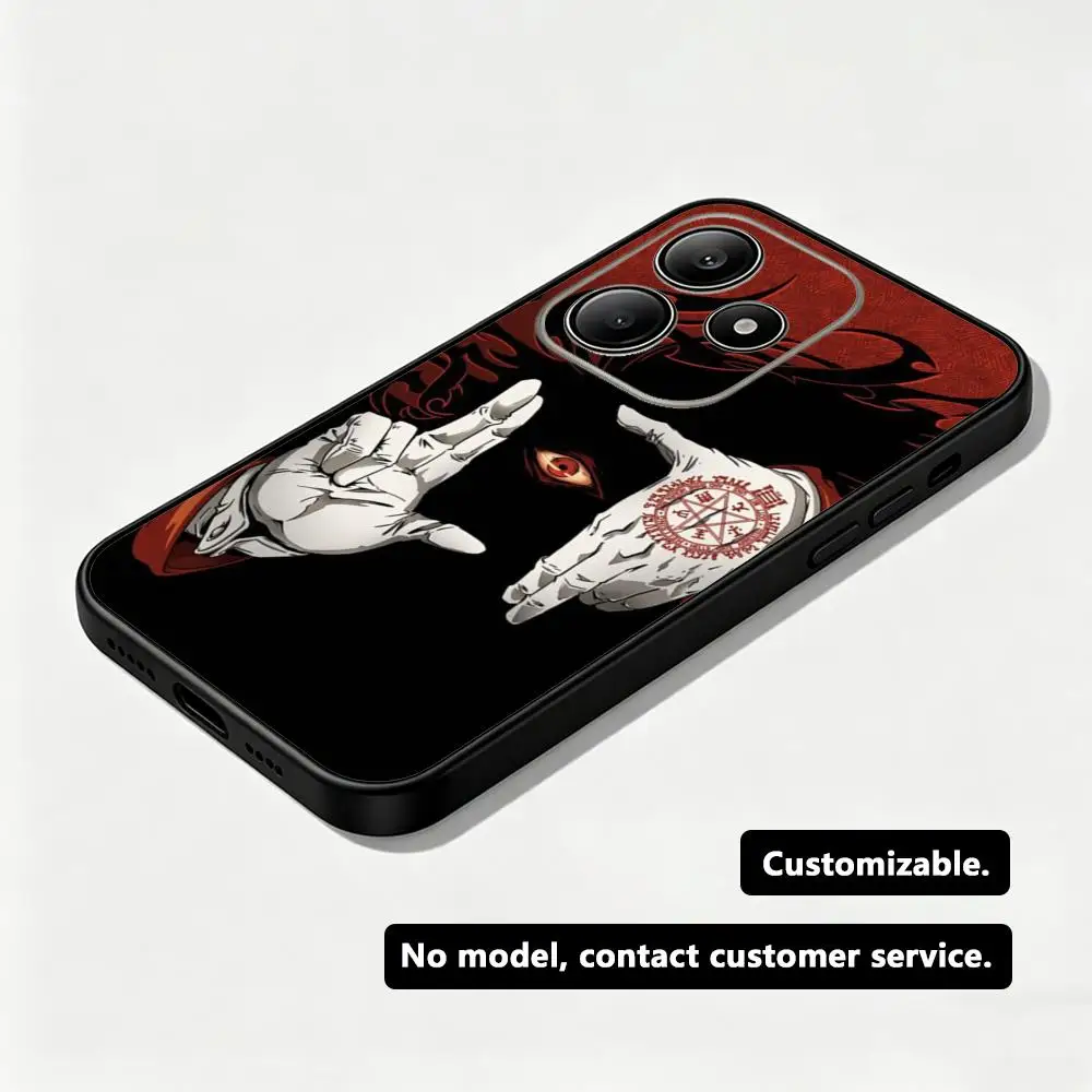 Capa de Telefone da Moda Alucard Hellsing Anime Quente para Redmi Note 17 15 14 13 12 11 Pro Plus S 5G Capa de Telefone Preta Macia