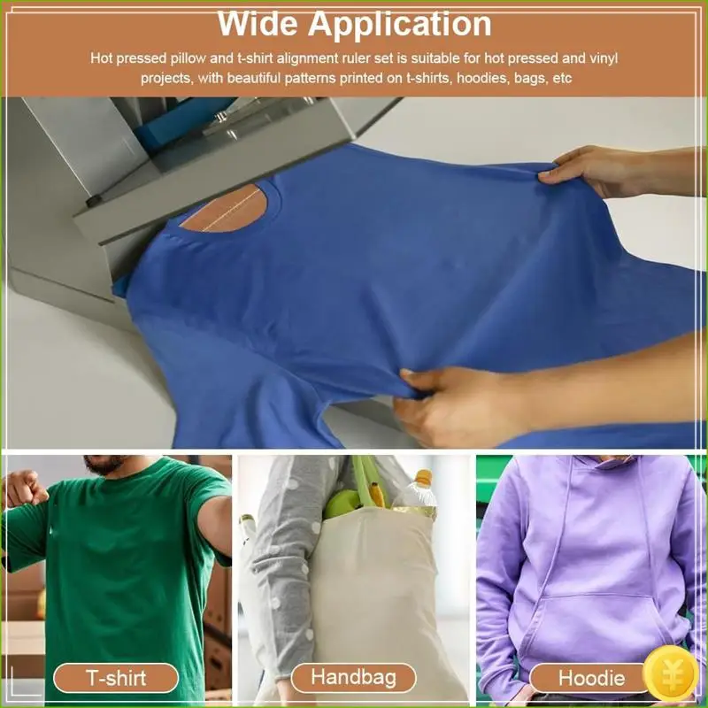 وسائد الضغط الحراري 9 قطع في مجموعة واحدة، 4 أحجام وسادة نقل الضغط الحراري و5 قطع دليل مسطرة تي شيرت للفينيل DIY #4
