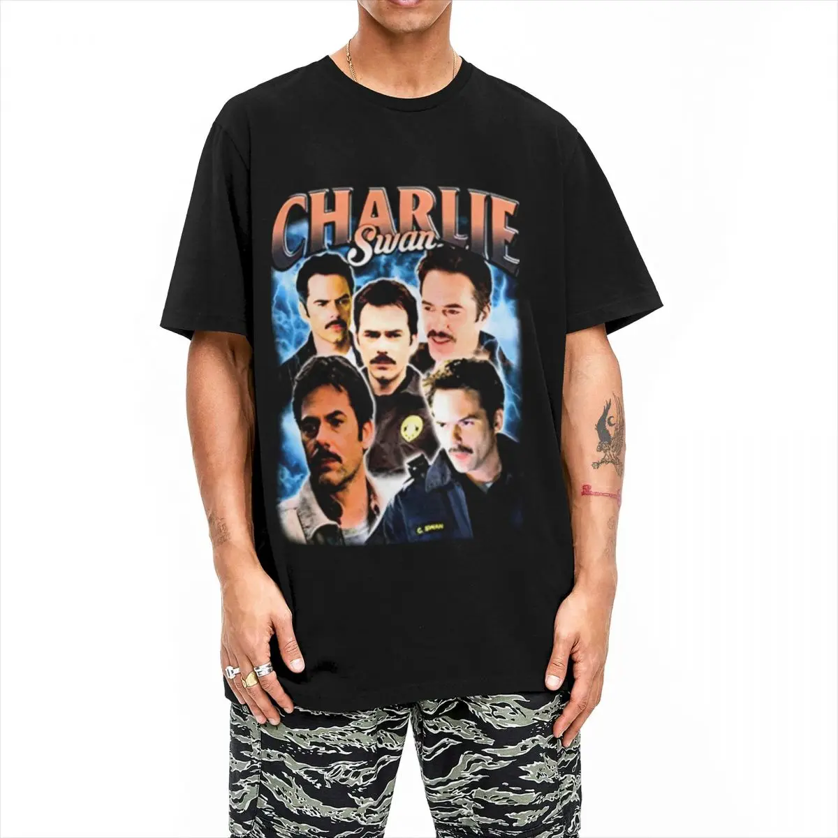 Men's Charlie Swan T Billy Burke T Shirts Actor 80s 90s tv 100% Cotton Top Summer Vintage T-Shirt O-Neck Tshirt Big Size 5XL 6XL