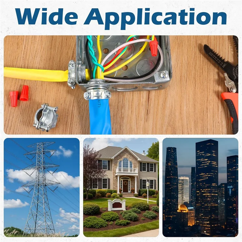 AA01-لكابلات NM، الأسلاك الكهربائية، سبائك الزنك 12 حزمة 1/2 بوصة موصلات كابل نوع المشبك، مشابك الأسلاك للقناة المعدنية