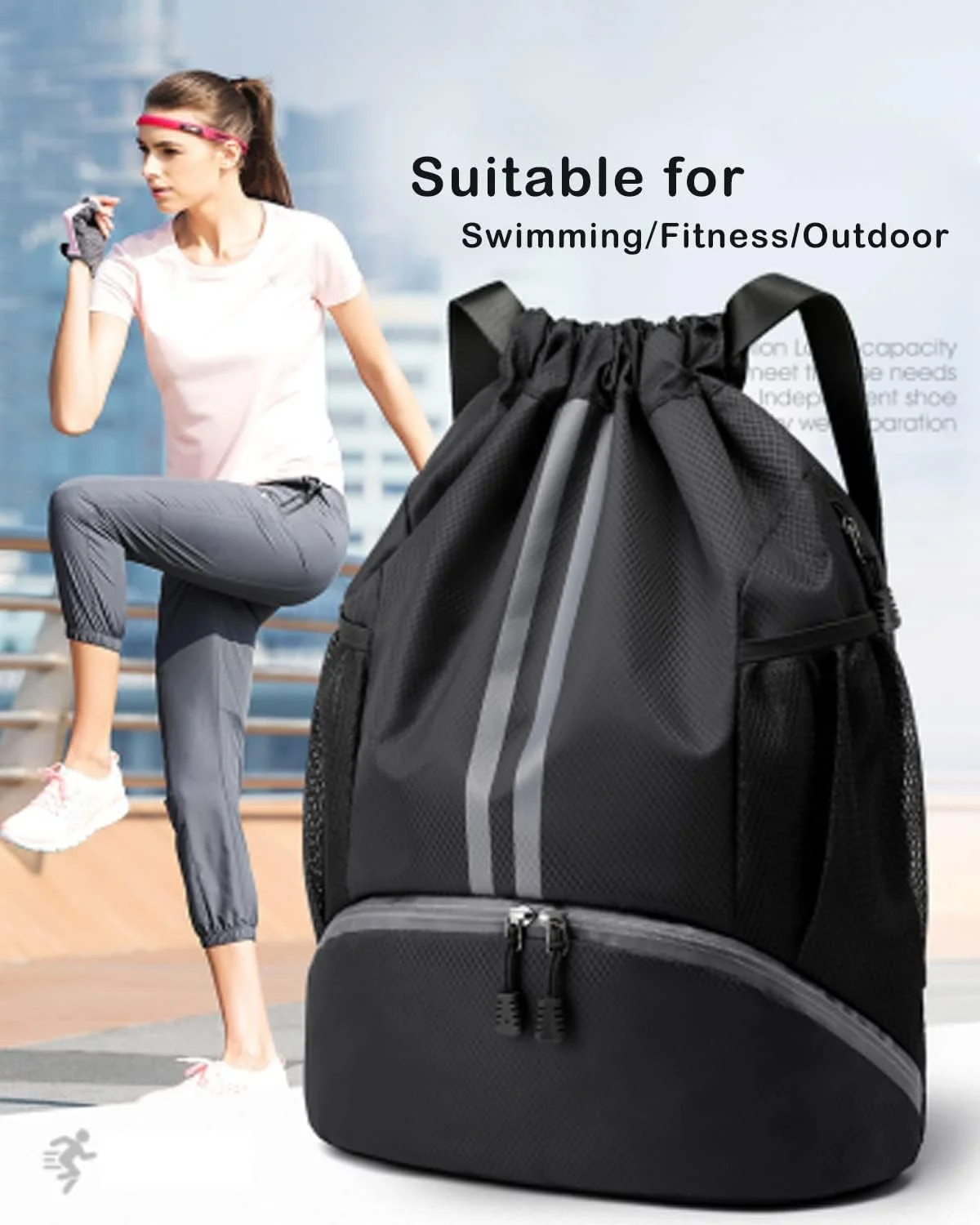 

Basketball Backpack Drawstring Soccer Backpack With Ball Shoe Compartment Gym Bags Sports Mountain Climbing Storagebag Men Women
