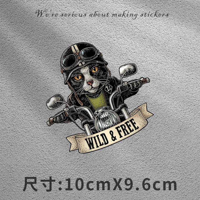 Biker Cat Motorcycle Stickers Removable Vinyl Decals for Motorbike Fuel Tank Windshield Motorcycle Helmet Cool Decoration