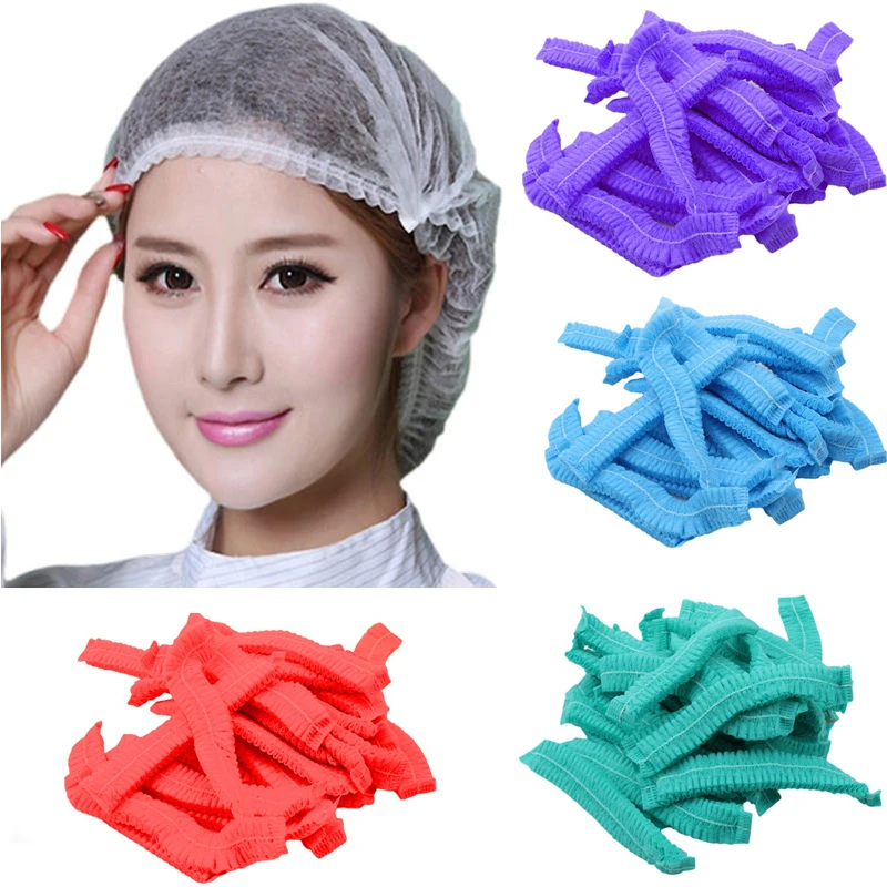 

100pcs/Pack Disposable Hair Head Covers Net Bouffant Dustproof Anti Dust Caps Breathable Shower Bathing Hats Kitchen