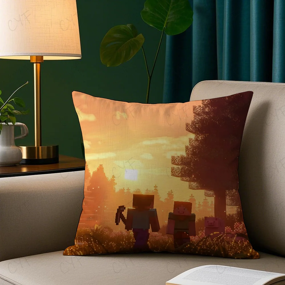 Classic Game M-MiNEcrAfts Pillow Case Pillowcase Anti-dustmite Pillow Invisible zipper silky short plush Sofa cushion cover