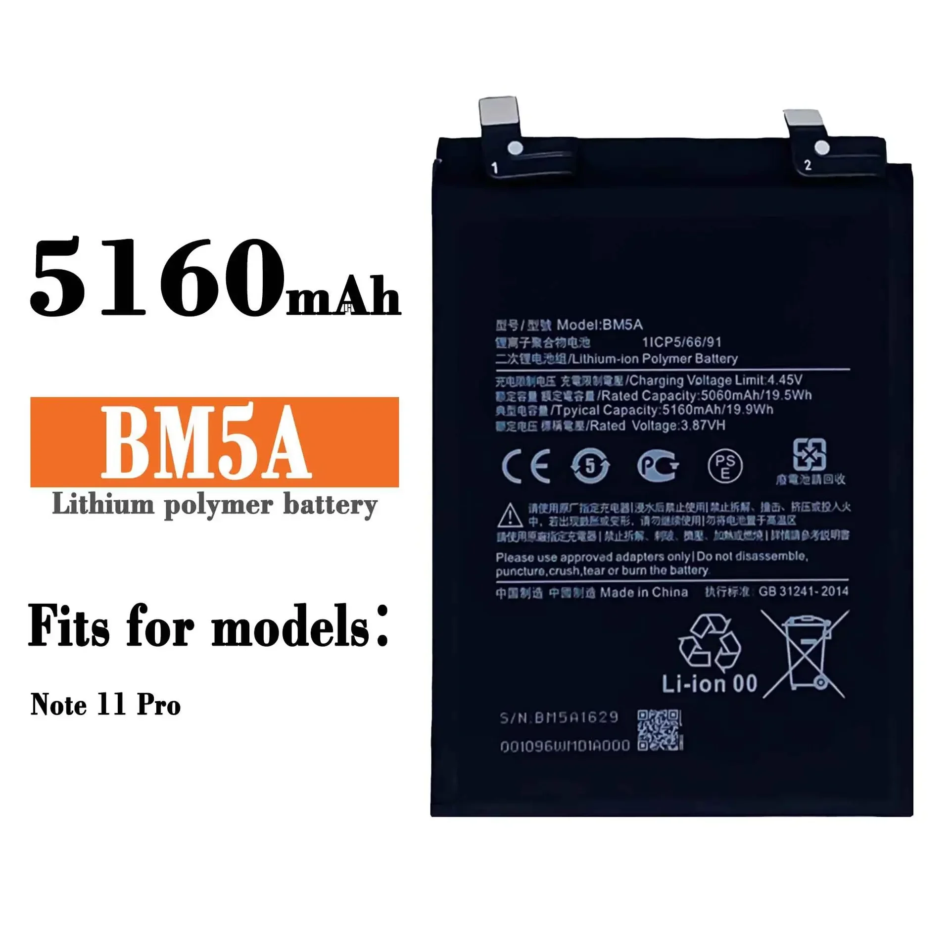 BM5A Replacement Battery For Xiaomi MIUI Redmi Note 11 Pro High Quality Mobile Phone 5160mAh Built-in Latest Bateria