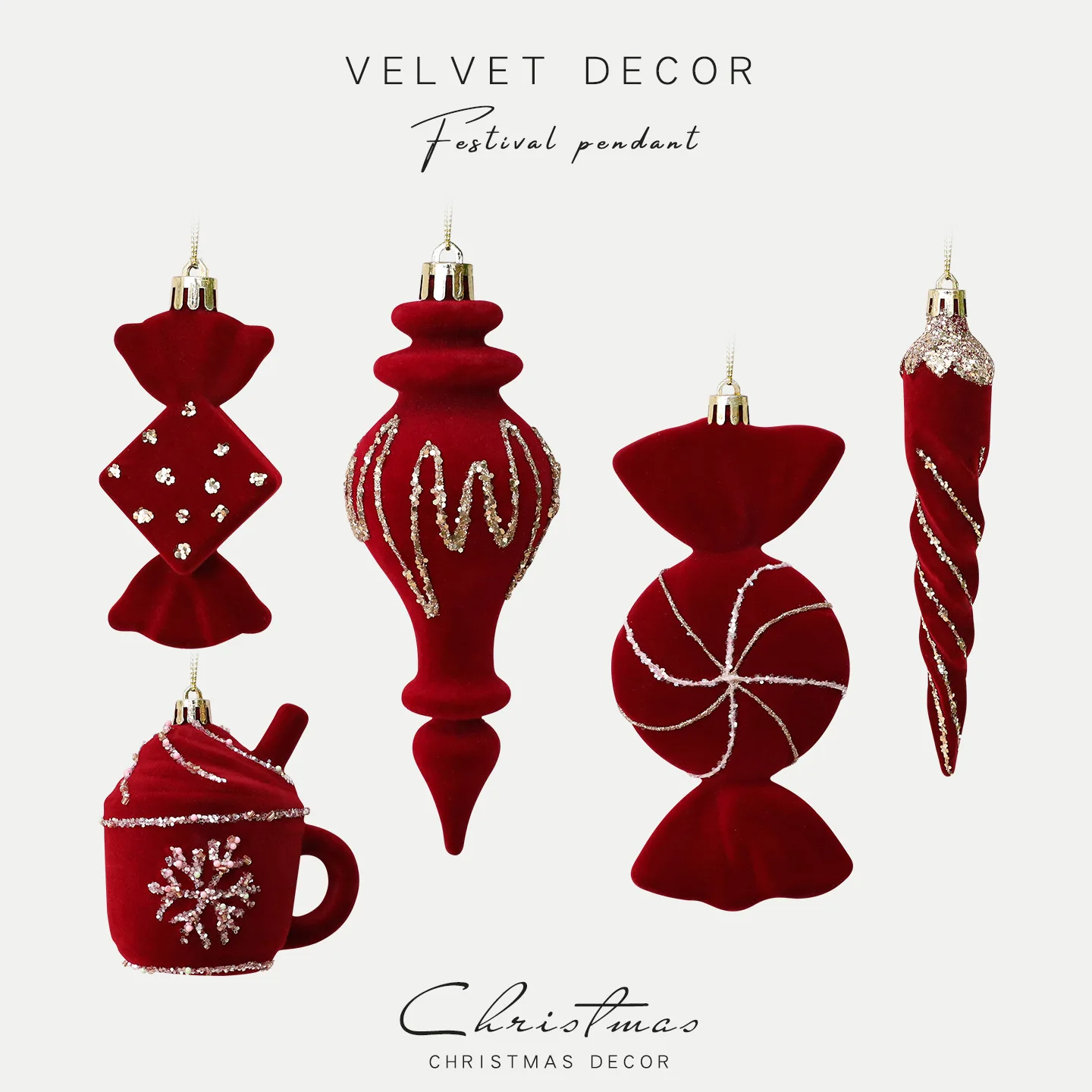 

Christmas Tree Ornaments Flocked, 2-Piece Shatterproof Decorations, Soft Hanging Balls for Xmas Holiday Home Party Supplies