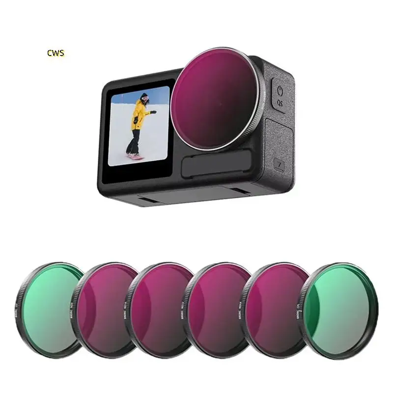 Kit de filtro de lente para dji osmo action 5 pro/4/3, kit de filtro de lente de câmera cpl uv nd8 nd16 nd32 nd64 acessórios de vidro óptico