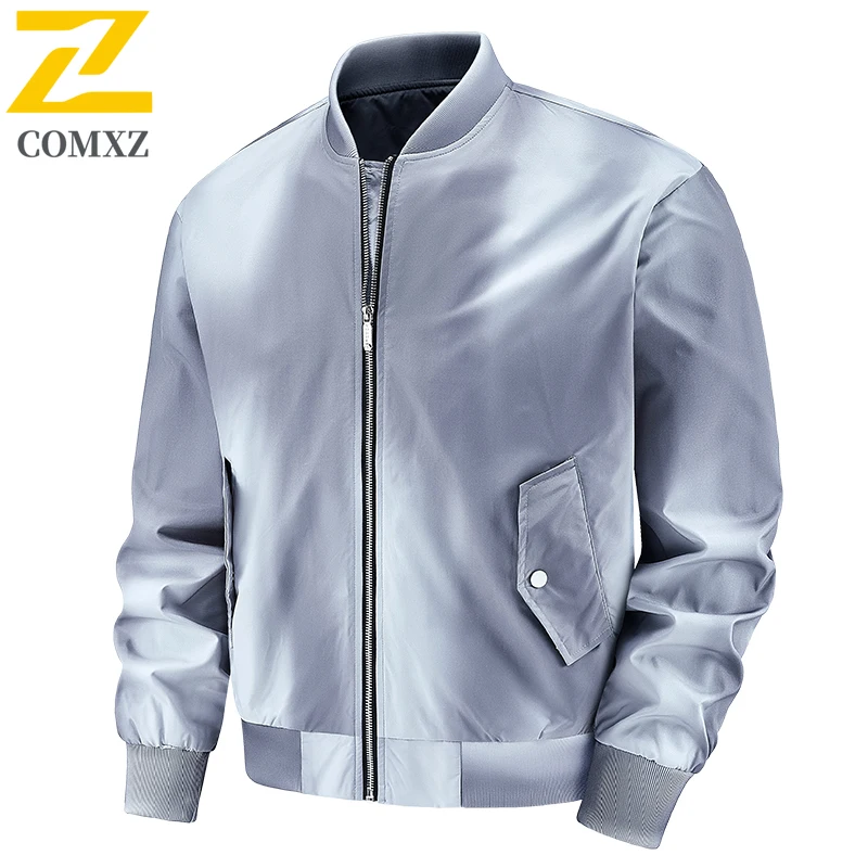 2025 New Jacket Men Autumn Gradient Color Baseball Collar Windproof  Workwear Outdoor Casual Hiking Streetwear Outerwear