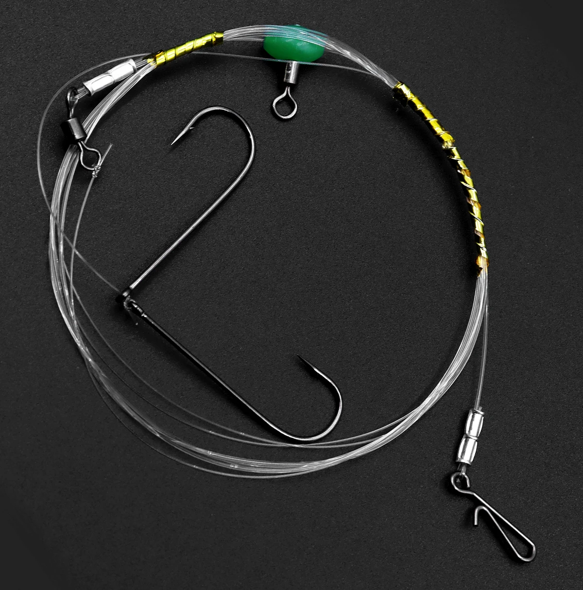 ZYZHE 1/3/5 Stück Meeresfischerei-Rollenrigs mit Doppelhaken, vorgebundene Angelrigs für Strand- und Uferfischerei auf Flunder, Whiting, Barsch – Detail 6