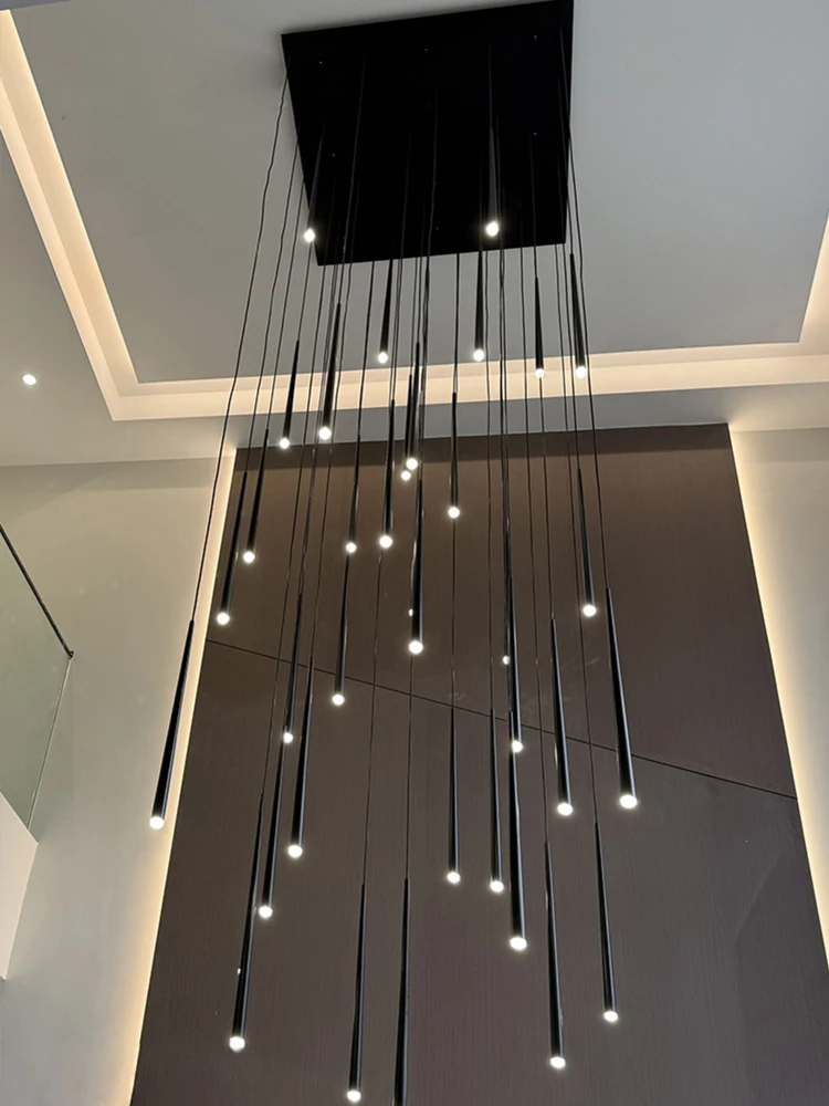 

Modern Nordic Style Luxury Chandelier Villa Hanging Staircase Long Pendent Lamp LED Living Room Ceiling Light Indoor Lighting