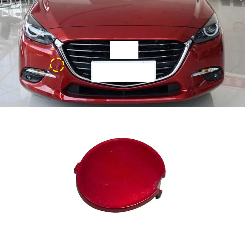 Car Front Bumper Tow Hook Cover Cap For Mazda 3 Axela 2017 2018 2019 Trailer Hauling Eye Lid B63B-50-A11-BB