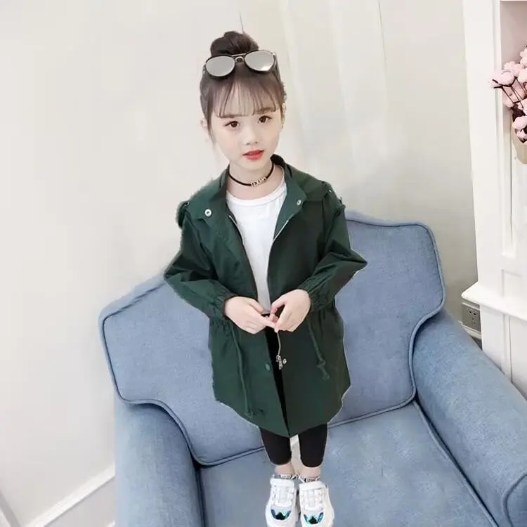 New Fashion England Style Windbreaker JacketWinter Autumn Cotton Teen Girls Long Trench Coats  For Girls Children Clothing