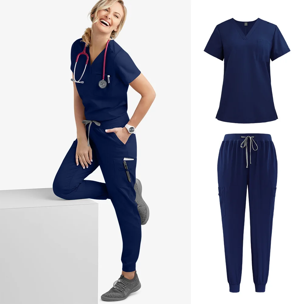 Uniformes médicos de moda para mujer, conjuntos de batas quirúrgicas de Hospital, accesorios de enfermeras, clínica Dental, salón de belleza, ropa de trabajo