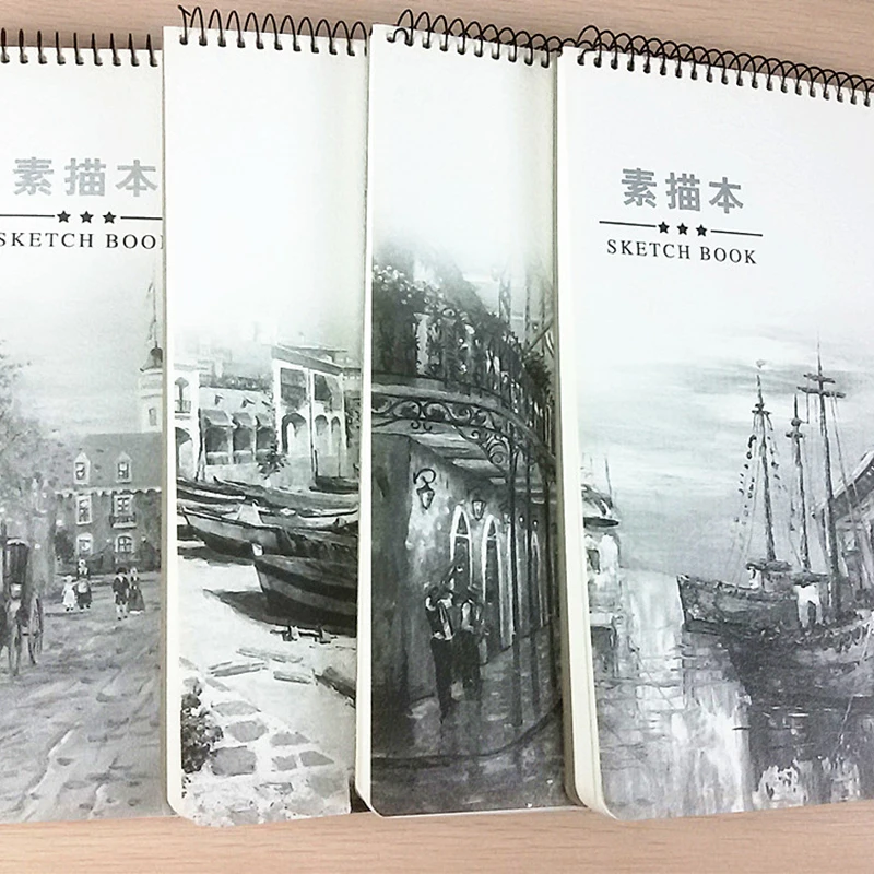 1pcs Classic Retro Street View Cover Sketchbook Fashion Art Supplies Practical Office School Painting Paper Blank Inner