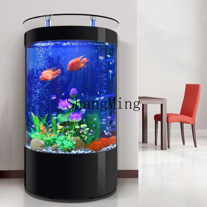 ZYH-tanque de peces dorados semiredondo inteligente, moderno, sencillo, para el hogar, tanque de agua perezoso de vidrio mediano y grande
