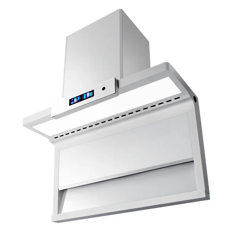 White Smart 7-Shaped Range Hood High Suction Power Top Side Double Suction Cooker Hood Automatic Cleaning Waving Start Stop