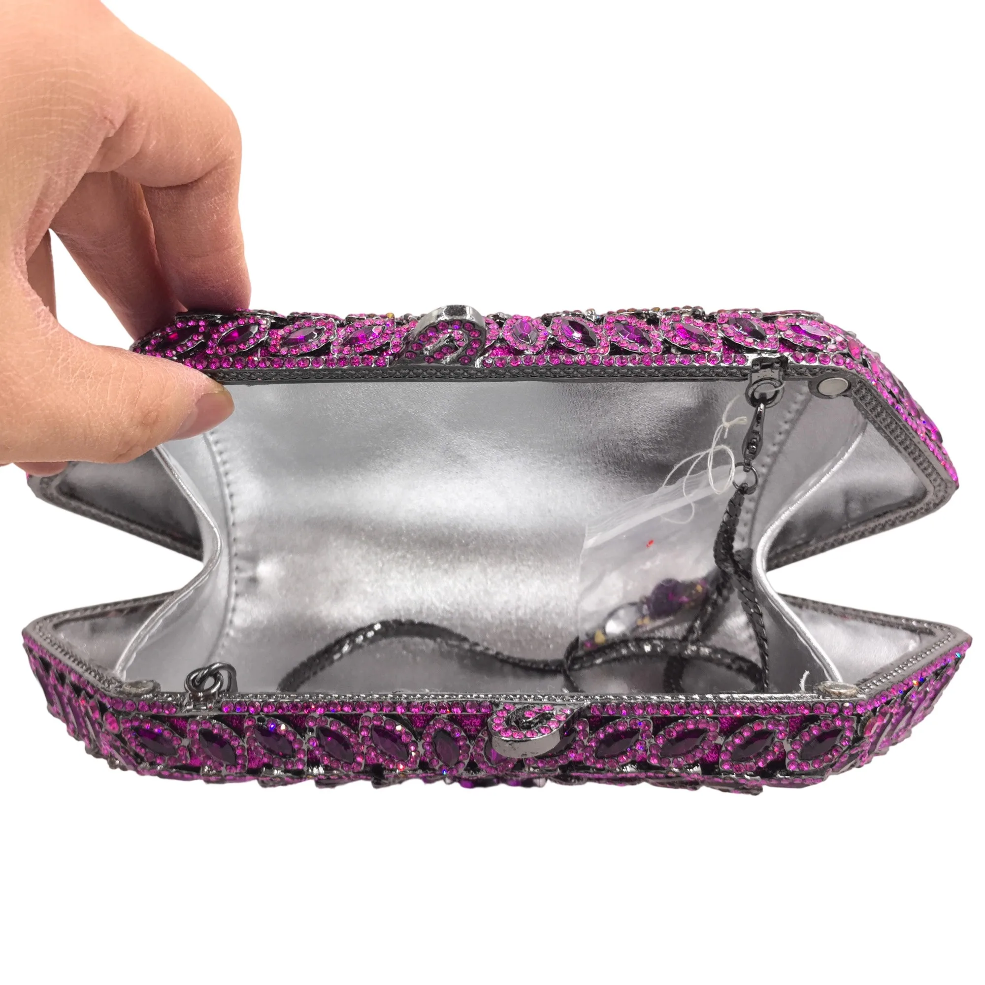 Boutique de FGG Marineblaue Kristall-Clutch-Abendtaschen, formelle Abendtaschen und Clutches für Damen, Party-Clutch-Geldbörse mit Strass – Detail 6