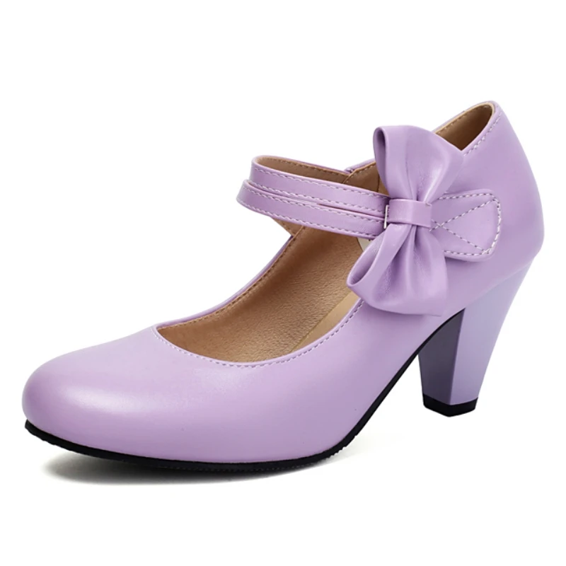 

Женские туфли Мэри Джейн на блочном низком каблуке в стиле Лолита, туфли-лодочки с ремешком, милый бант, белый, розовый, черный, танцевальные свадебные туфли для девочек, большой размер 45