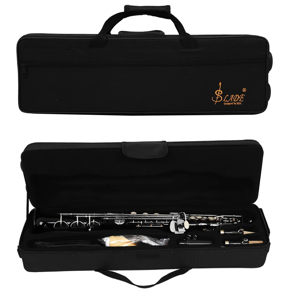 管楽器・吹奏楽器 S LADE designed by USA soprano sax SLADE Black Soprano Saxophone Standard Bb Straight Soprano