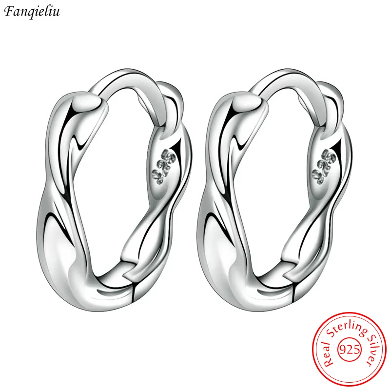 

925 Sterling Silver New Original Jewelry Casting Round Hoop Earrings For Women FQL22271