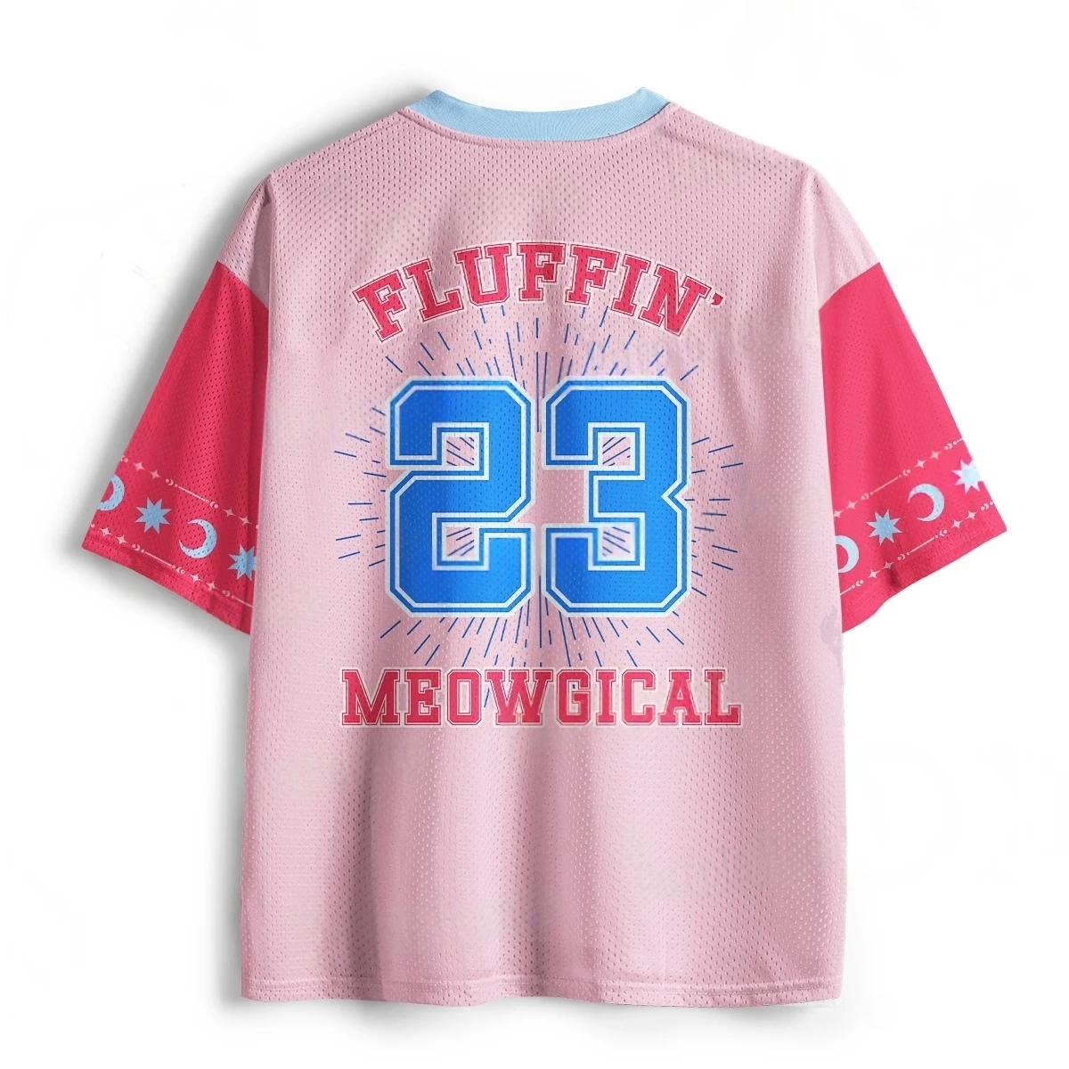 Magical Unicorn Cat Knitted Rainbow Wings Printed Pink Mesh V-neck T-shirt Suitable for Adults and Children Cute Casual Top