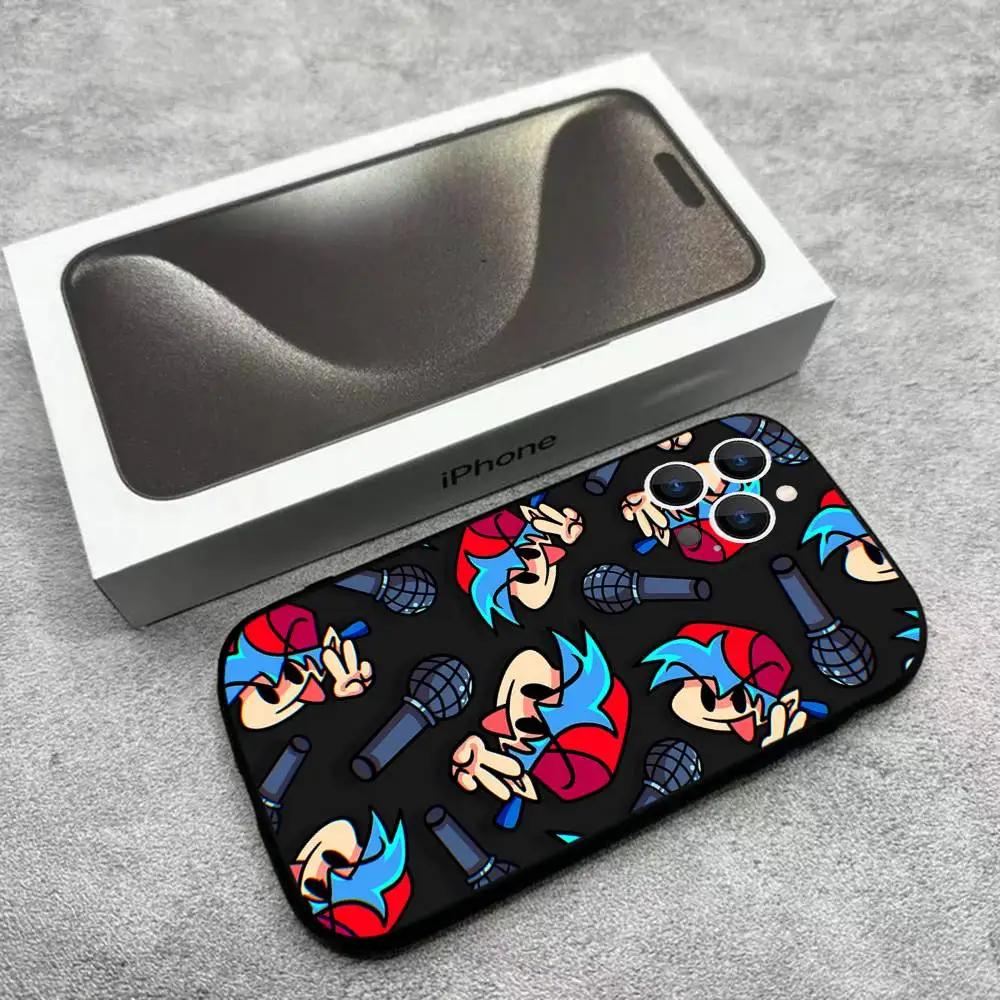 حافظة هاتف Game F-Friday Night Funkin لهاتف iPhone 17,16,15,14,13,12,Pro,Max,Plus,E,SE4,Air,Mini Black Soft Box