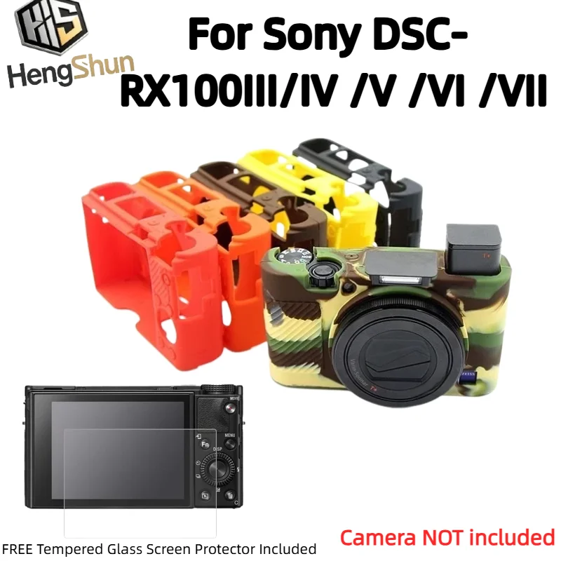 Soft Silicone Camera Case For Sony DSC-RX100 III IV V VI VII RX100 M3 M4 M5 M6 M7 Cover + Free Tempered Glass Screen Protector