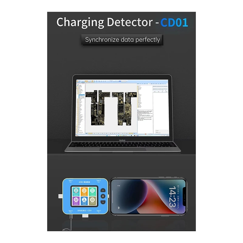 Top Deals JCID Charging Detector CD01 Use With JC Intelligent Drawing Faults Diagnosis Type-C Fast Charging Port Tester