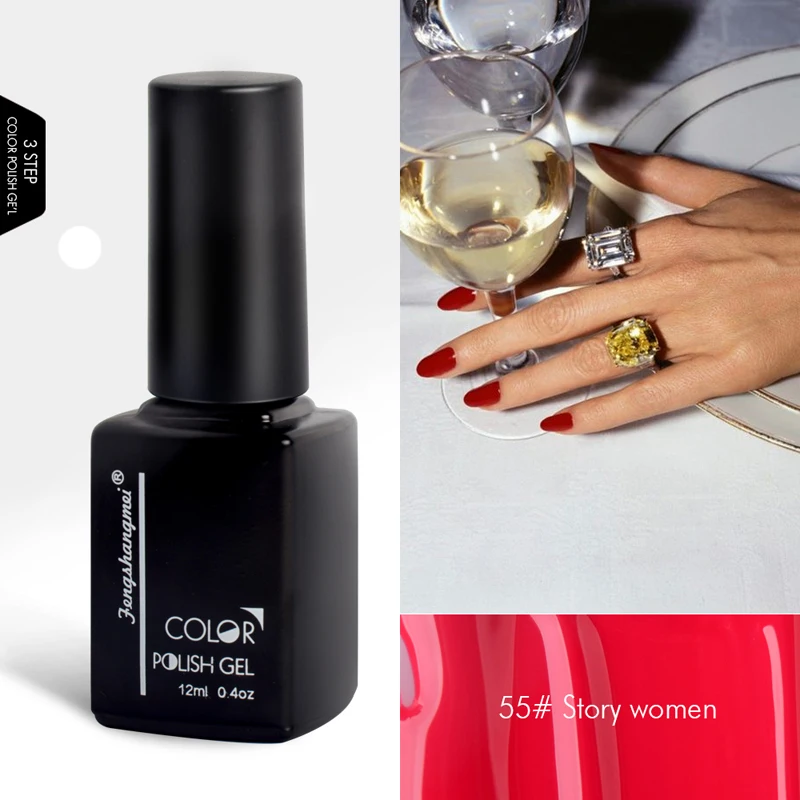 12ML/Pcs Gel Nail Polish 60 Semi-Permanent Colors Soak Off UV LED Lamp With No Wipe Clear Top Gel for Long Lasting Shine