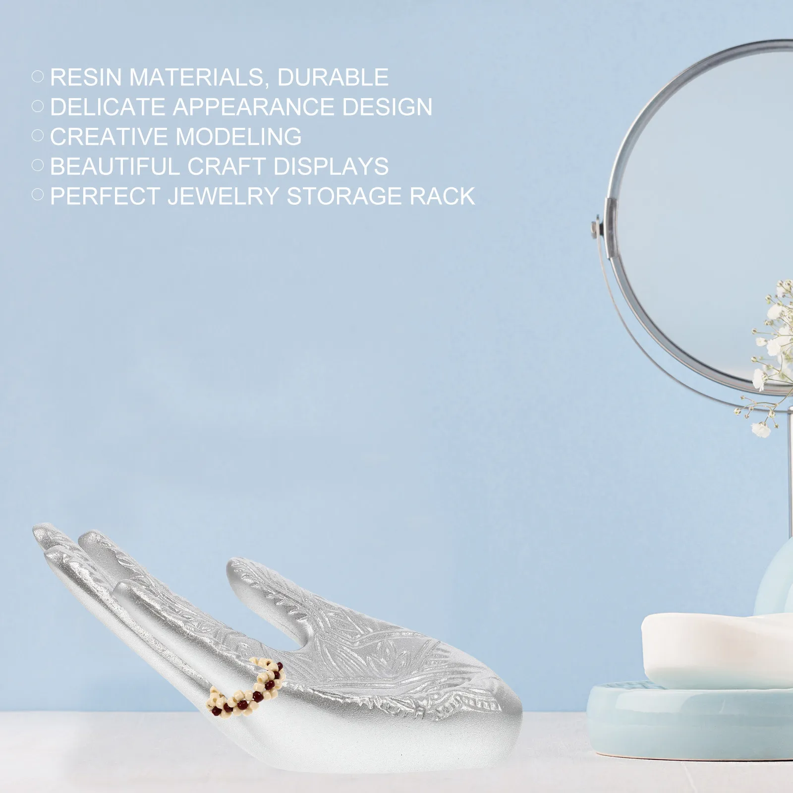 

Resin Hand Ring Holder Unique Hand Shape Jewelry Display Stand Elegant Ring Storage Rack for Home Shop Decor Jewelry Organizer