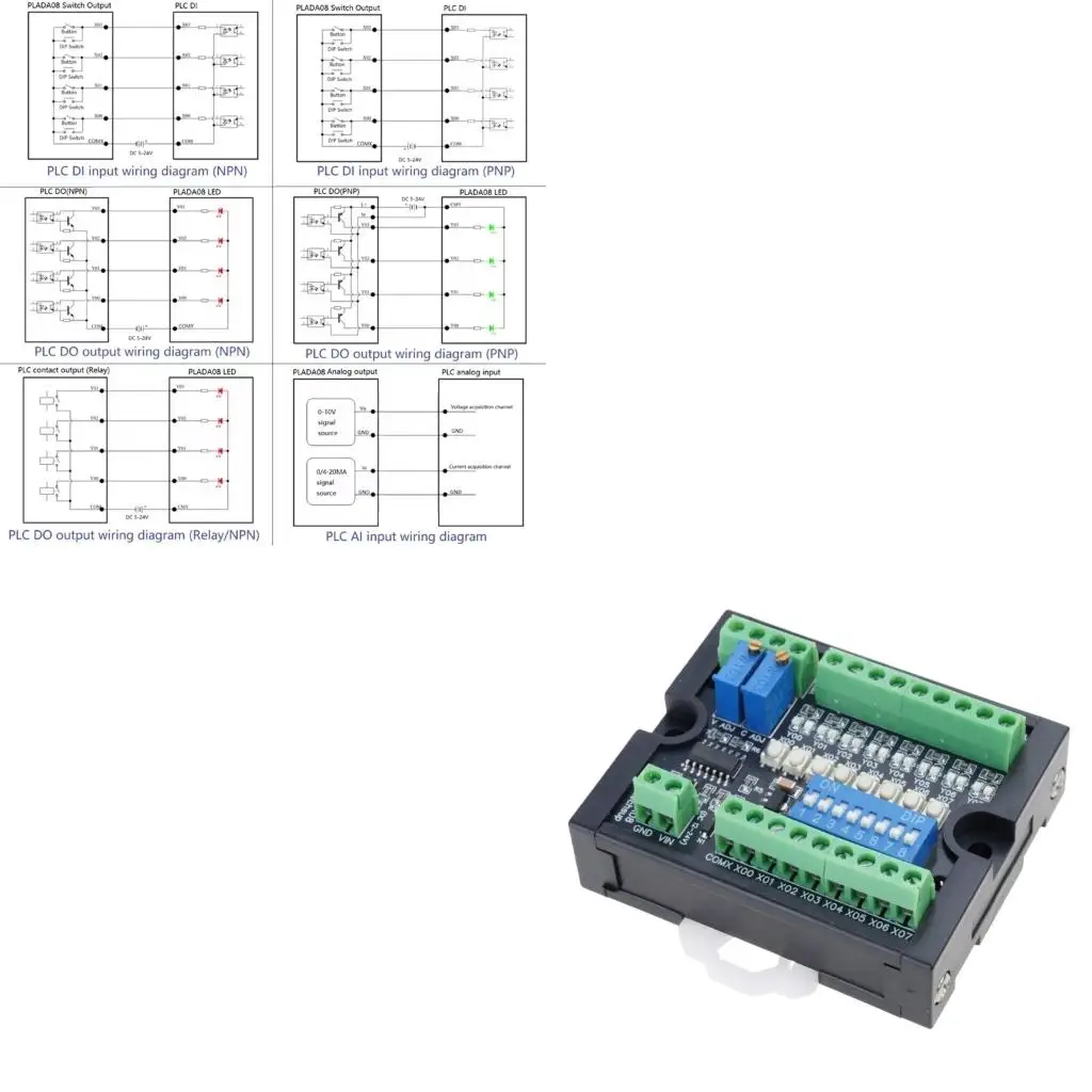 PLC MCU 8DI-8DO-1VO-1IO Multifunction Debugging Board NPN Digital