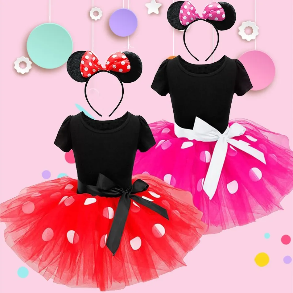 Girls Mickey Minnie Cartoon Mouse Princess Dress Kids Birthday Party Cute Funny Costume  Children 1 2 3 4 5 6 Years Old Clothes