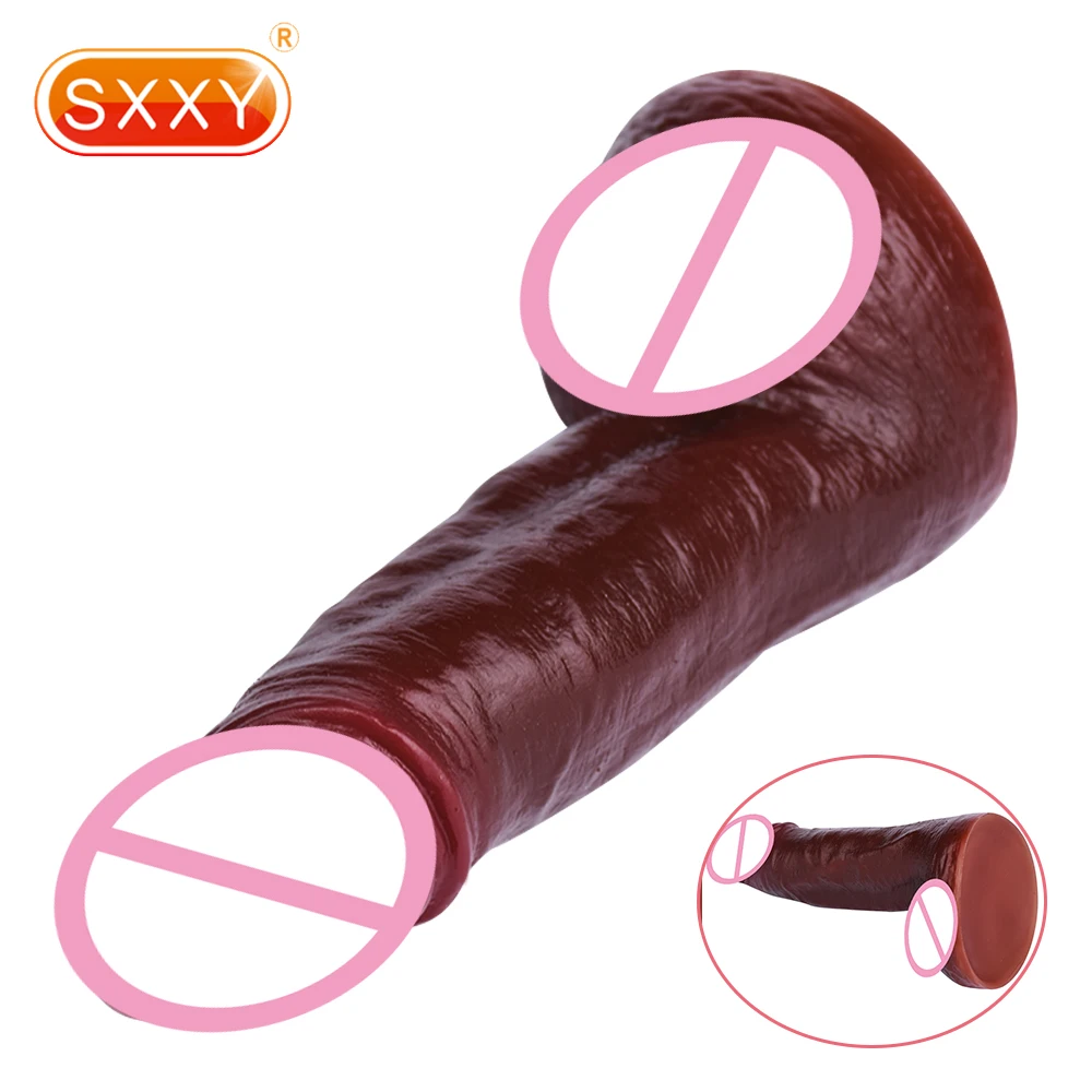 

SXXY Silicone Realistic Black Dildo For Women Masturbation Soft Suction Cup Penis Anal For Lesbian Gay G Spot Stimulate