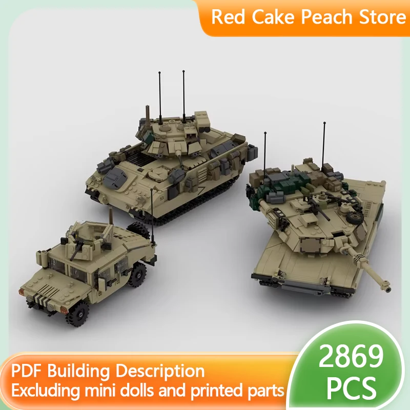 Militärpanzer Modell MOC Baustein M1A2 ABRAMS, M2A2 BRADLEY Modulare Technologie Geschenke Urlaub Montieren Kinder Spielzeug Anzug