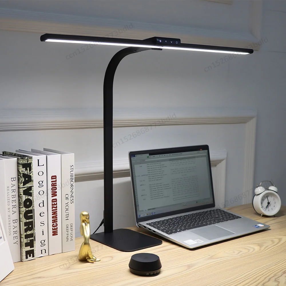 

Black Reading Desk Lamp for Home Office Wireless Remote Control Aluminum Desk Lights Dimmable Folding Light 23W USB Charging