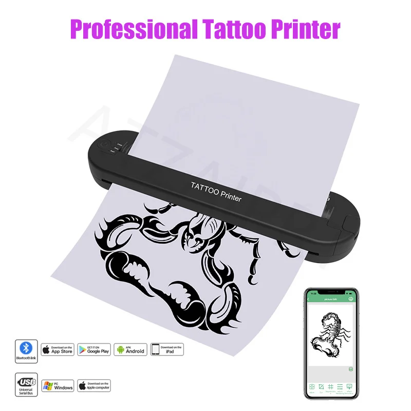 Work Office Document Printing Thermal Printer Tattoo Photo & PDF Excel Document Transfer Tool Bluetooth Wireless Stencil Printer