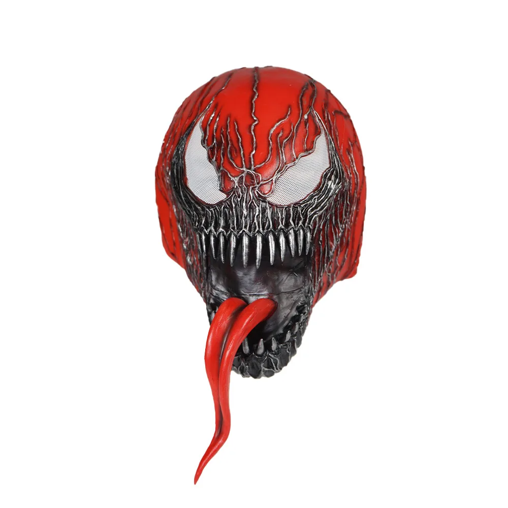 Cos Red Horror Real Latex Mask Venom Cosplay Full Face Superhero Mascaras Halloween Headgear Scream Villain Scary Masquerade