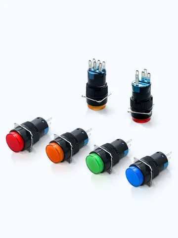 5PCS 16MM Button Switch LA16 wihe LED Light RED GREEN Momentary Self-locking Circular Rectangle ON OFF Power Switch 12/24/220V