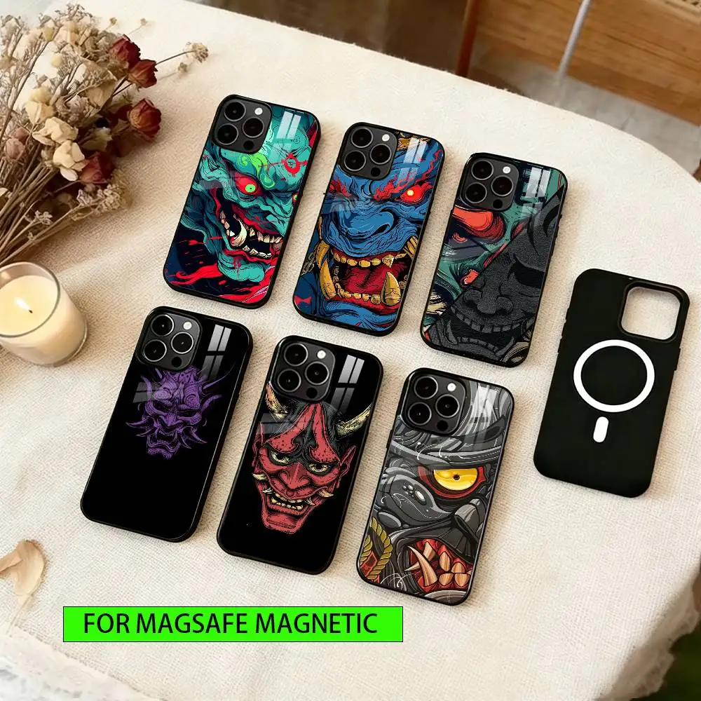 

Hannya Mask Phone Case For iPhone17,16,15,14,13,12,11 Plus,Pro Magnetic with Magsafe Wireless Charging