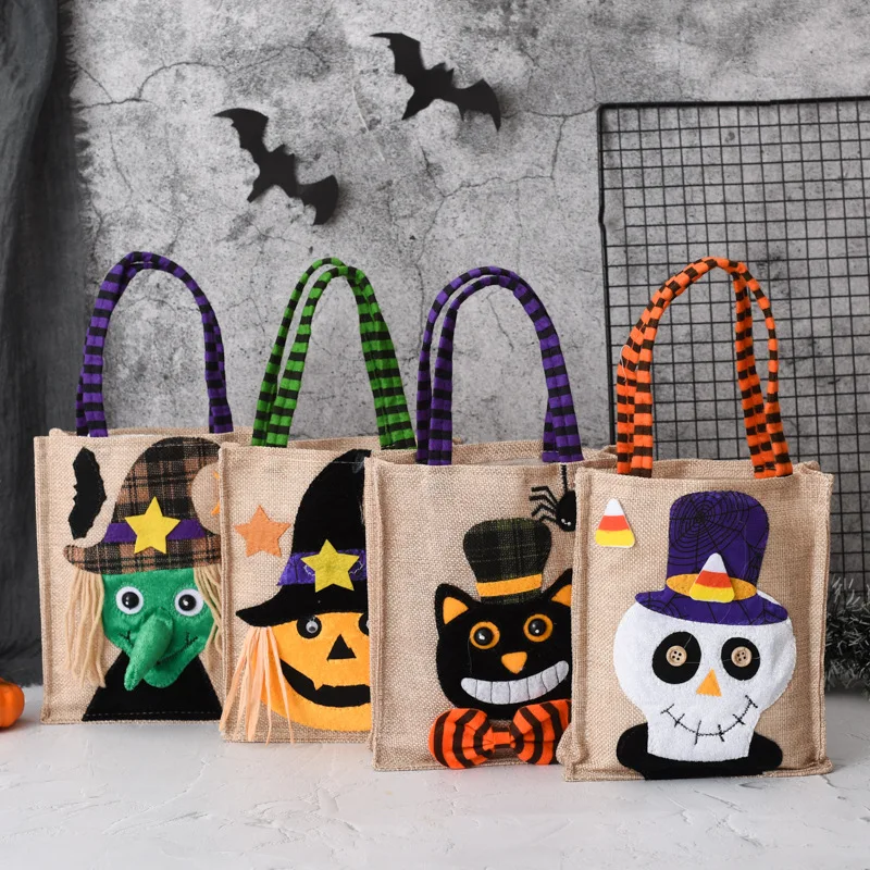 Halloween Gift Non-Woven Tote Sackcloth Bag Children\'s Prank Candy Chocolate Bag Ghost Festival Pumpkin Bag Jewelry And Props