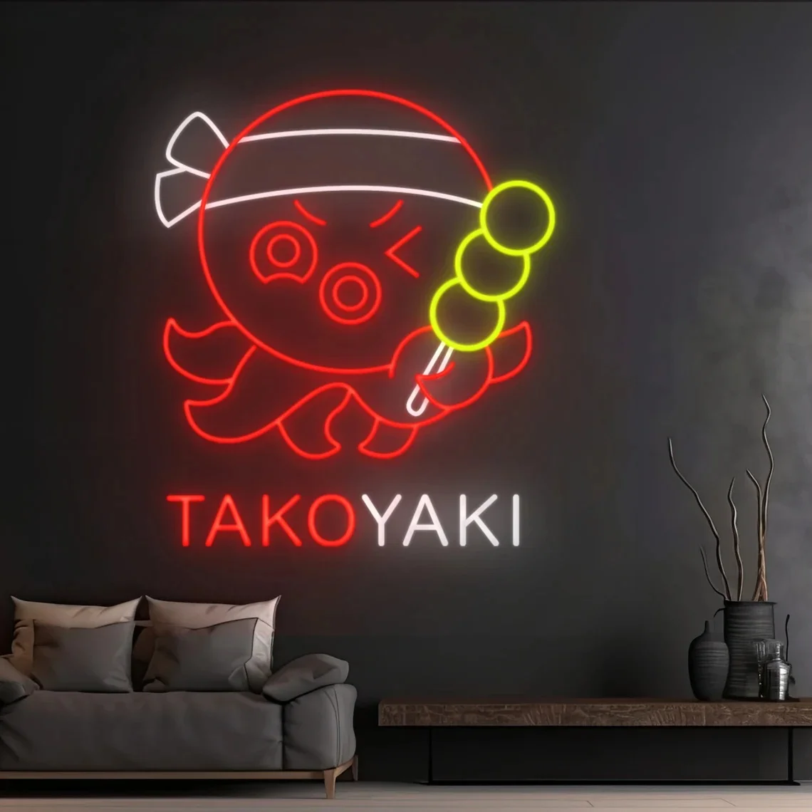 Takoyaki Neon Sign Octopus Dumplings Sign Japan Restaurant Decor