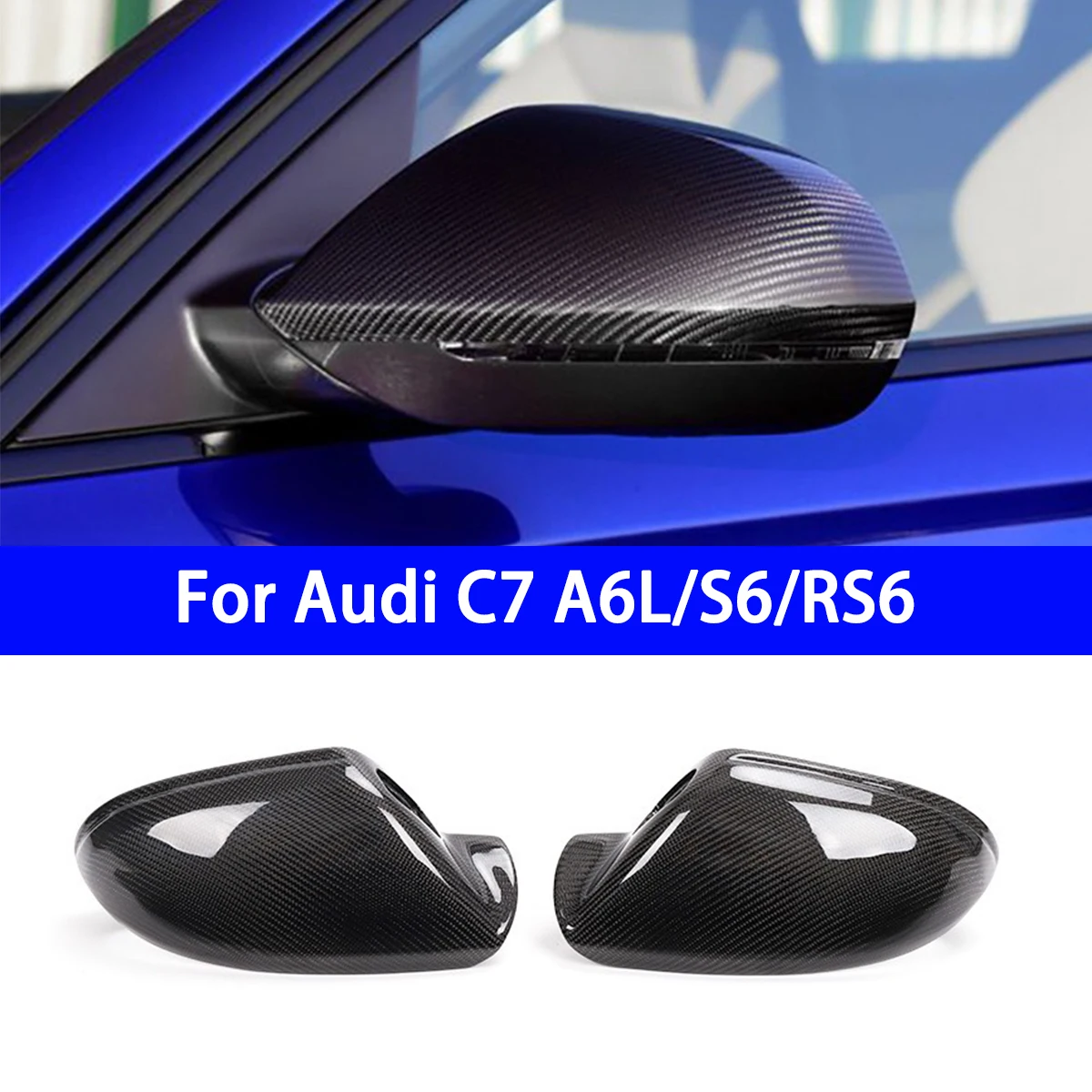 Suitable for Audi C7 A6L S6RS6 Genuine Carbon Fiber Rearview Mirror Housing with Lane Change Assist Reversing Mirror Cover Audi