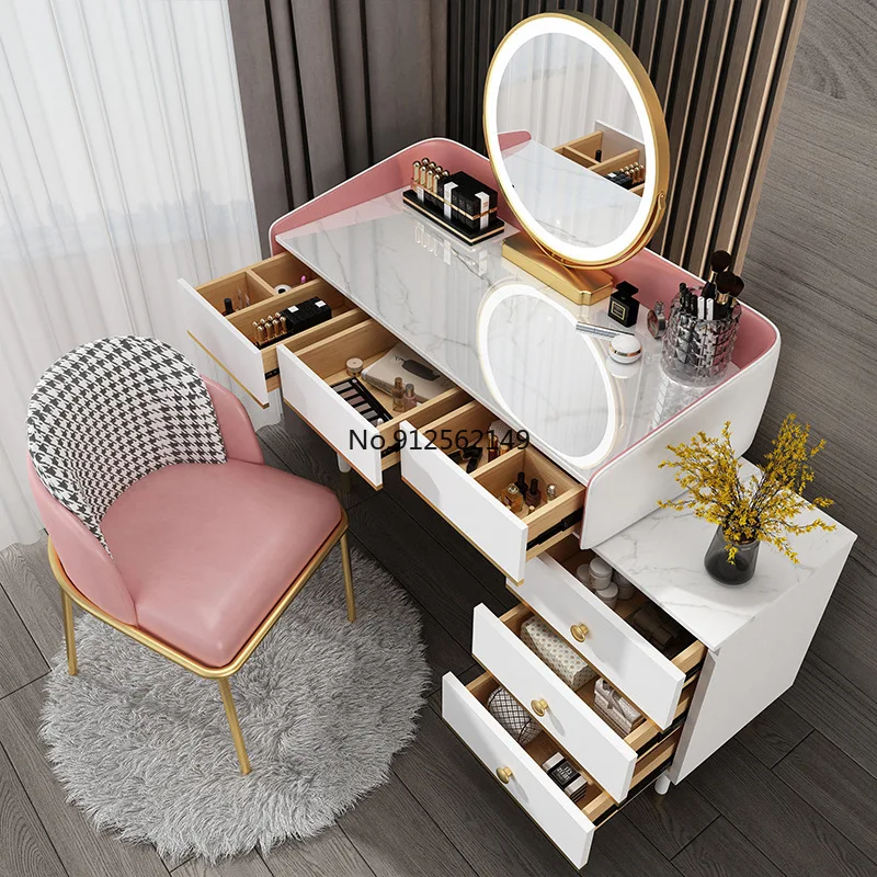 coiffeuse Fashion Makeup Vanity Cabinet Vanity Table with Mirror Dressers for Bedroom Pink Dressing Table Bedroom Furniture