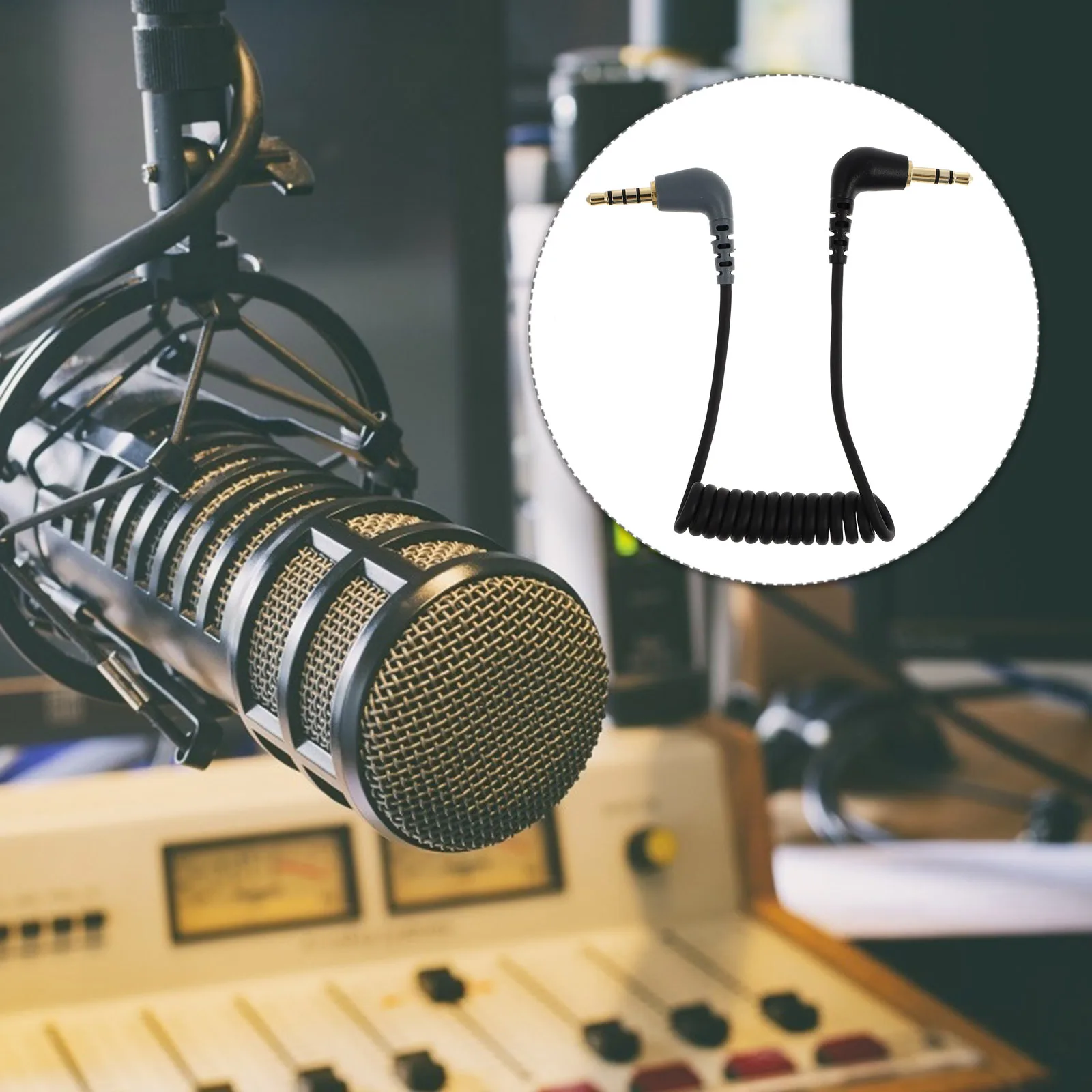 

1pc Sc7 Trs To Trrs Audio Adapter Cable 3.5Mm Dual Male Microphone Converter For Phone Camera High Fidelity Noise Free