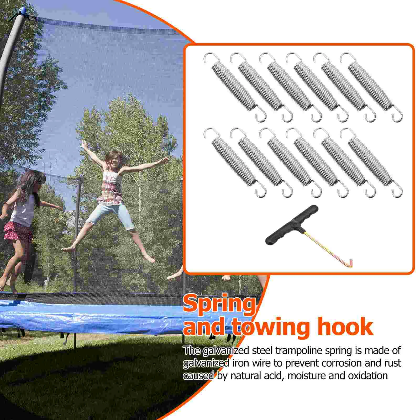 Trampoline Spring Compressed Galvanized Sturdy with Hook Steel Wire Professional