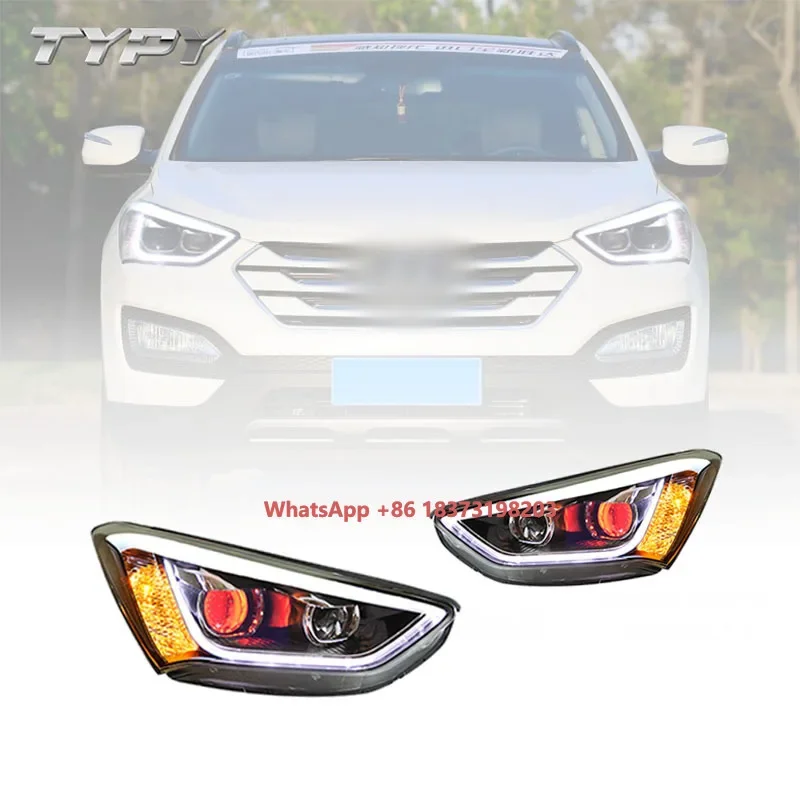 

Car Headlamp Headlights Modified LED Head Lamp Head Light Daytime Running Lights for Santafe IX45 2013-2016