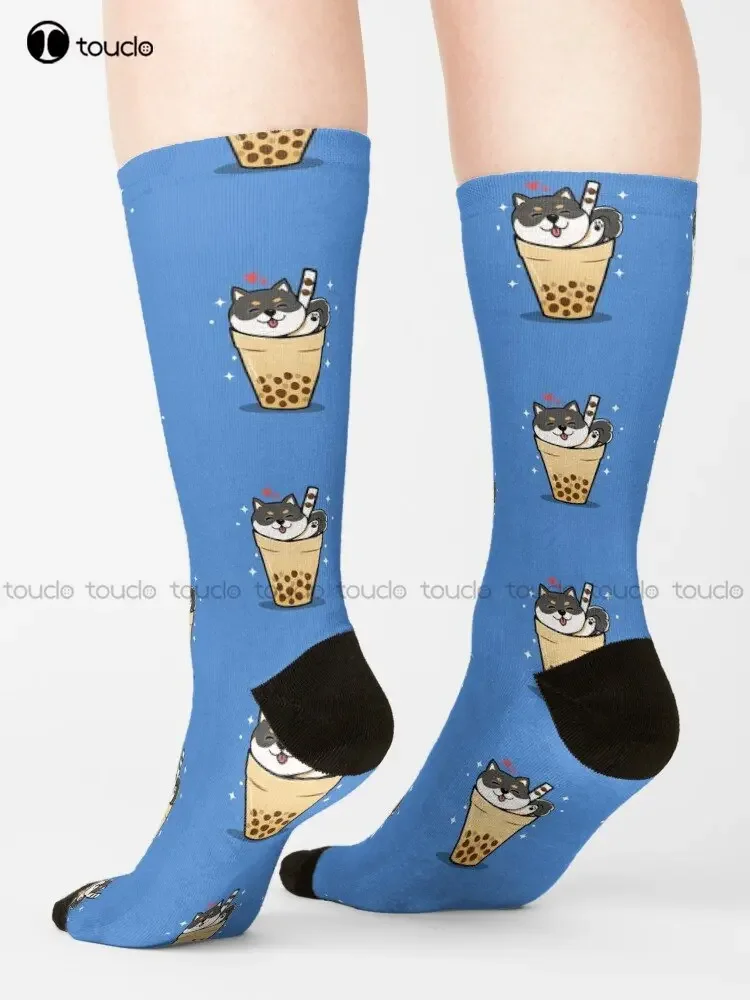 Black Shiba Inu  Cozy Socks Personalized Custom Unisex Adult Teen Youth  Street Skateboard Socks Custom Gift Funny Art